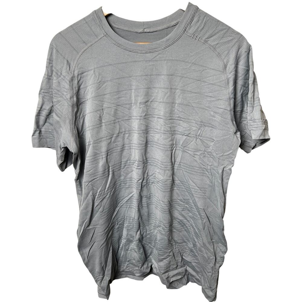 Lululemon Gray Striped Short Shirt Men's *Dimensions In Pictures*